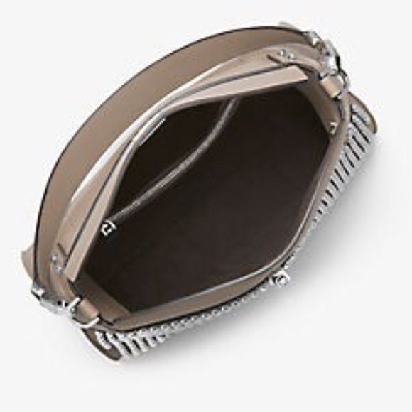 Luxury Michel Kors Taupe Miranda Studded French Calf Leather bag Like New - Picture 6 of 12